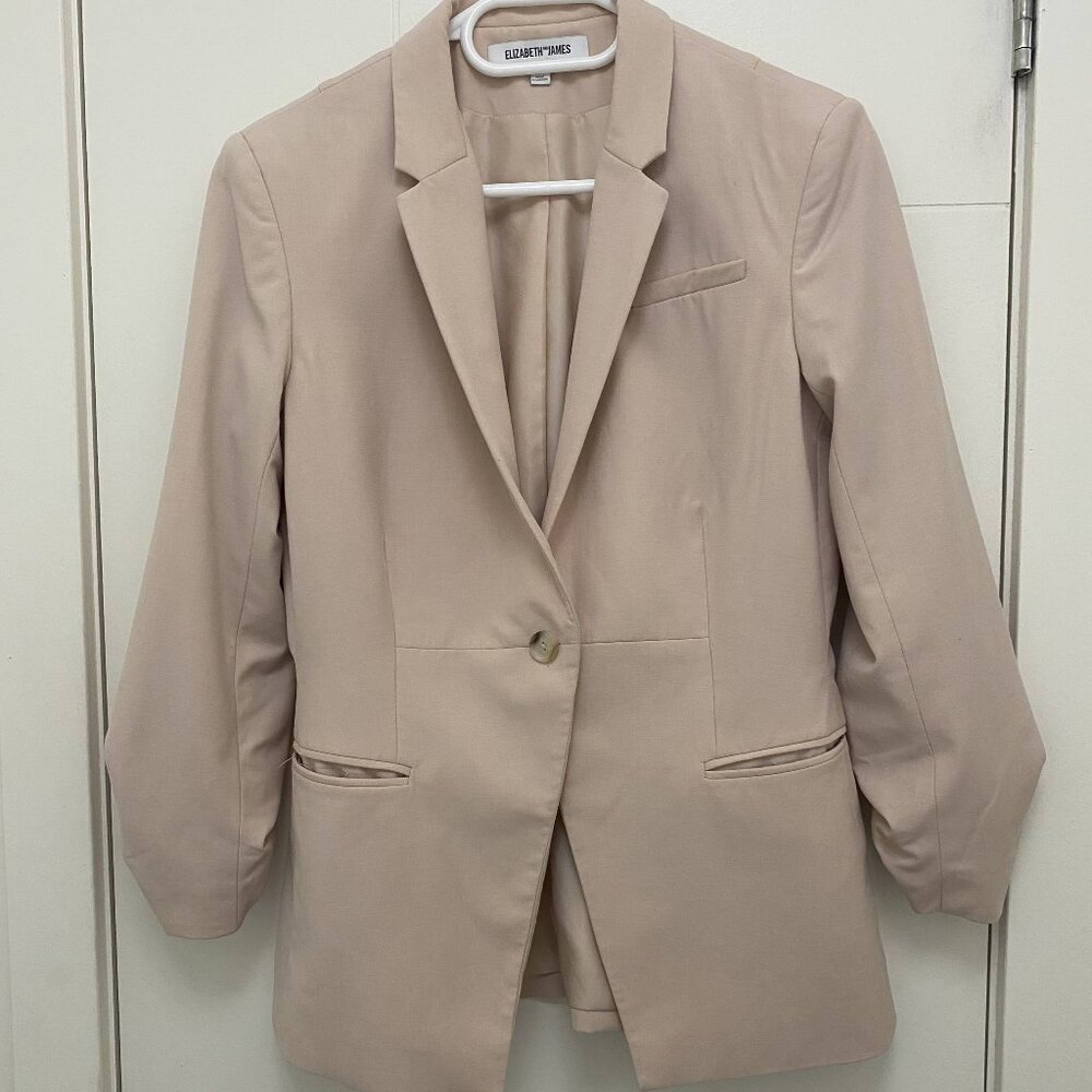 Elizabeth and James Pink Blazer with Ruched Sleeve